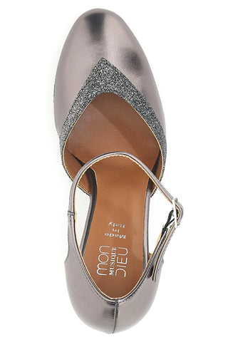 Mon Dieu 111 Gunmetal Farbe Tanzschuhe mit Riemen und Ledersohle