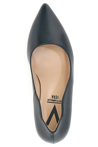 Pittarello Vera 8453 schwarze Pumps mit Spool-Absatz und spitzer Zehenpartie