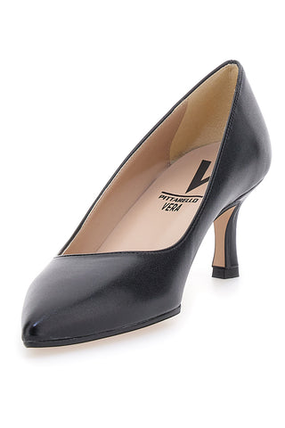 Pittarello Vera 6043 schwarze Pumps mit niedrigem Absatz und spitzer Spitze