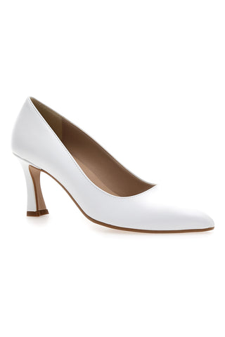 Pittarello Vera 7053 weiße Pumps mit Spool-Absatz