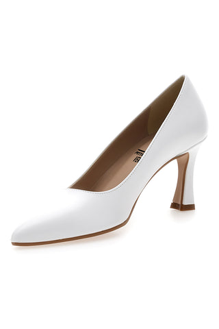 Pittarello Vera 7053 weiße Pumps mit Spool-Absatz