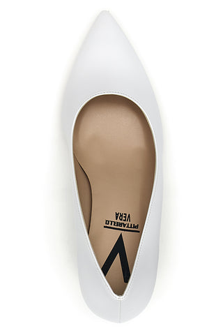 Pittarello Vera 7053 weiße Pumps mit Spool-Absatz