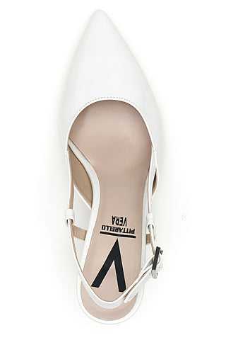 Weiße Slingback-Pumps Made in Italy Pittarello 4394