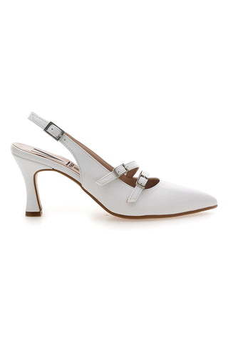 Weiße Slingback-Pumps mit Riemchen Made in Italy Pittarello vera 4387