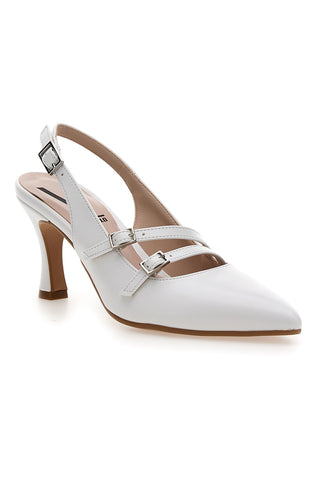 Weiße Slingback-Pumps mit Riemchen Made in Italy Pittarello vera 4387