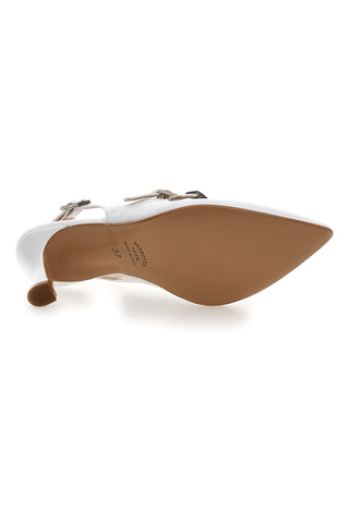 Weiße Slingback-Pumps mit Riemchen Made in Italy Pittarello vera 4387