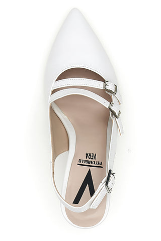 Weiße Slingback-Pumps mit Riemchen Made in Italy Pittarello vera 4387