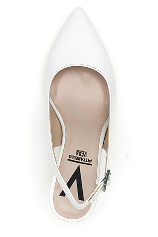 Weiße Slingback-Pumps Made in Italy Pittarello 4371