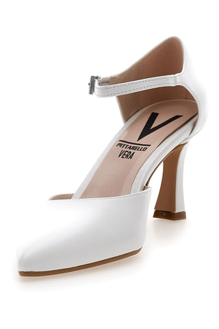 Weiße Pumps mit Fesselriemchen Made in Italy Pittarello 4373