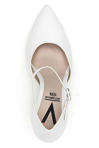 Weiße Pumps mit Fesselriemchen Made in Italy Pittarello 4373