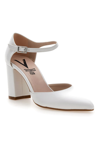 Weiße Pumps mit Knöchelriemen Made in Italy Pittarello vera 4615