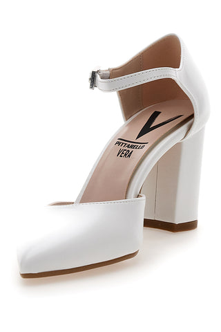 Weiße Pumps mit Knöchelriemen Made in Italy Pittarello vera 4615