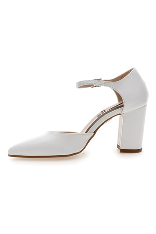 Weiße Pumps mit Knöchelriemen Made in Italy Pittarello vera 4615