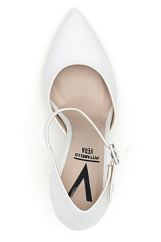 Weiße Pumps mit Knöchelriemen Made in Italy Pittarello vera 4615