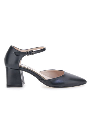 Décolleté nere con cinturino alla caviglia Made in Italy Pittarello vera 4781