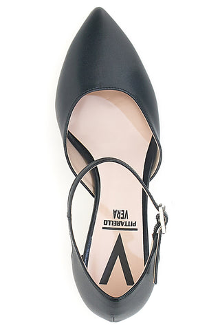 Schwarze Pumps mit Knöchelriemen Made in Italy Pittarello vera 4781
