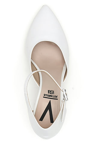 Weiße Pumps mit Fesselriemchen Made in Italy Pittarello Vera 4781