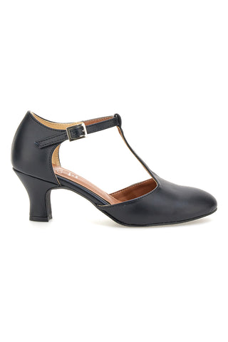 Schwarze Tanzschuhe mit T-Riemen und mittlerem Absatz Mon Dieu Musique 212