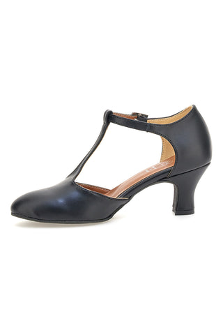Schwarze Tanzschuhe mit T-Riemen und mittlerem Absatz Mon Dieu Musique 212
