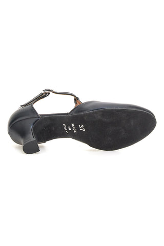 Schwarze Tanzschuhe mit T-Riemen und mittlerem Absatz Mon Dieu Musique 212