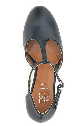 Schwarze Tanzschuhe mit T-Riemen und mittlerem Absatz Mon Dieu Musique 212