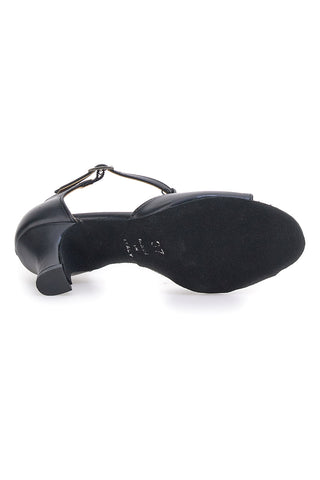 Schwarze Tanzsandalen mit T-Riemen und Ledersohle Mon Dieu Musique 217
