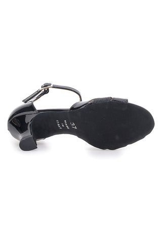Schwarze Tanzsandalen mit mittlerem Absatz und Ledersohle Mon Dieu Musique 213