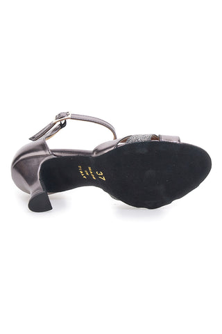 Graue Tanzsandalen mit Stilettoabsatz und Ledersohle Mon Dieu Musique 220