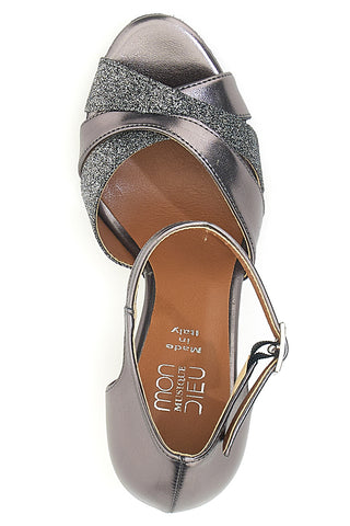 Graue Tanzsandalen mit Stilettoabsatz und Ledersohle Mon Dieu Musique 220