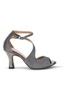 Gunmetal Glitzer Sandalen mit hohem Absatz The First Dance 6514