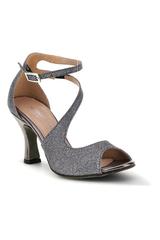 Gunmetal Glitzer Sandalen mit hohem Absatz The First Dance 6514