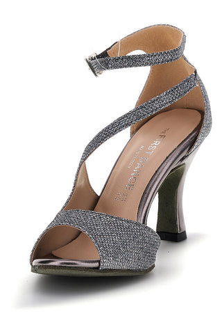Gunmetal Glitzer Sandalen mit hohem Absatz The First Dance 6514