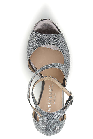 Gunmetal Glitzer Sandalen mit hohem Absatz The First Dance 6514