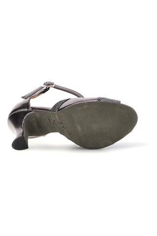 Silberne Tanzschuhe mit Riemen und Glitzer Der erste Tanz 6129
