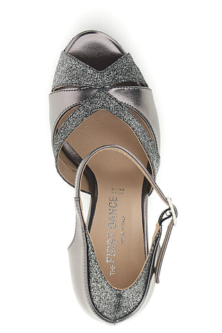Silberne Tanzschuhe mit Riemen und Glitzer Der erste Tanz 6129