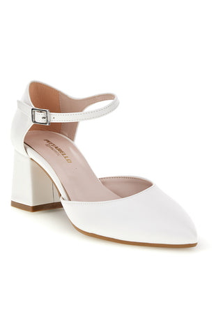 Décolleté Bianche con Tacco Largo e Cinturino Pittarello romantic 6781