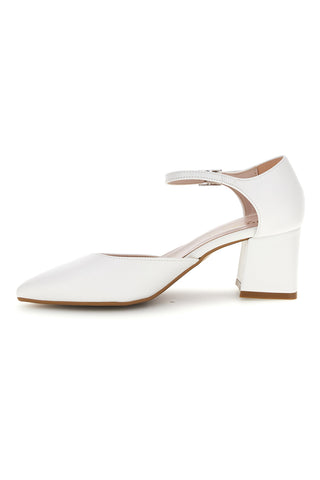 Décolleté Bianche con Tacco Largo e Cinturino Pittarello romantic 6781
