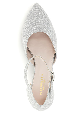 Décolleté argento glitterate con cinturino e tacco Pittarello romantic 6781
