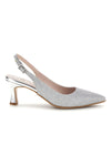 Silberne Glitzer-Brautpumps mit spitzer Zehenpartie von Pittarello Romantic 6436