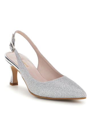 Silberne Glitzer-Brautpumps mit spitzer Zehenpartie von Pittarello Romantic 6436