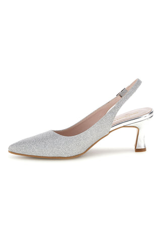 Silberne Glitzer-Brautpumps mit spitzer Zehenpartie von Pittarello Romantic 6436