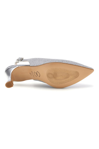 Silberne Glitzer-Brautpumps mit spitzer Zehenpartie von Pittarello Romantic 6436