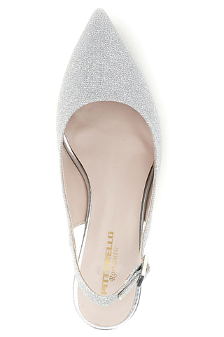 Silberne Glitzer-Brautpumps mit spitzer Zehenpartie von Pittarello Romantic 6436