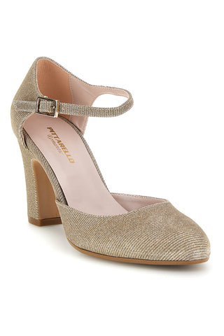 Décolleté oro glitterate con cinturino e tacco Pittarello romantic 6561