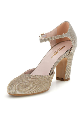 Décolleté oro glitterate con cinturino e tacco Pittarello romantic 6561