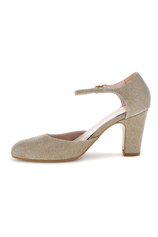 Décolleté oro glitterate con cinturino e tacco Pittarello romantic 6561
