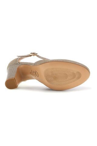 Décolleté oro glitterate con cinturino e tacco Pittarello romantic 6561