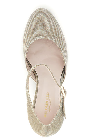 Décolleté oro glitterate con cinturino e tacco Pittarello romantic 6561