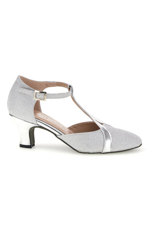 Scarpe da ballo argento con tacco The first dance 7554