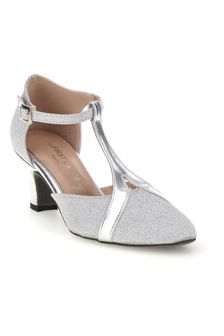 Scarpe da ballo argento con tacco The first dance 7554